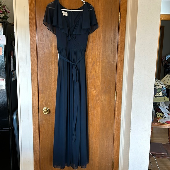 Azazie Navy Blue Maxi Dress - Picture 2 of 9